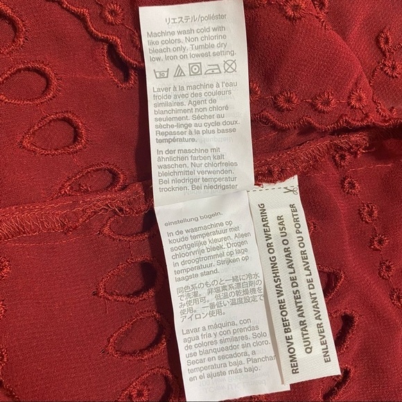 J Crew Mixed Embroidery Shirt Lace Top Red NWT XS - Picture 10 of 10
